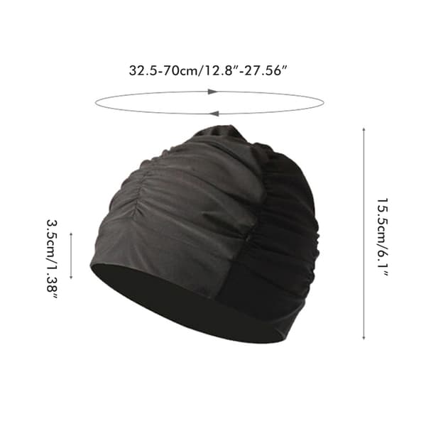 2 stk Svømmehette i Polyester med Plissering, Stor Svømmehette for Menn og Kvinner, Langt og Kort Hår