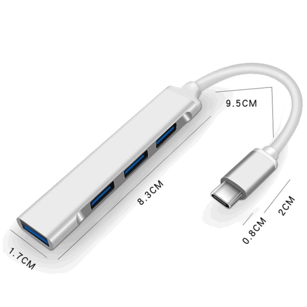 USB C Hub 4 Port USB C Hub Multi Port Adapter för stationär dator PC Notebook mobiltelefoner