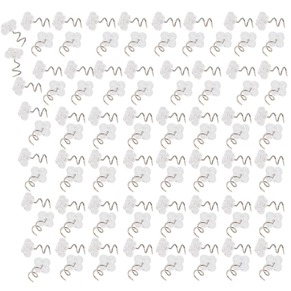 100 stk. vridd stift i rustfritt stål, gjennomsiktig ABS sklisikker sofafestet spiralspiker (blomsterblad vridd stift)