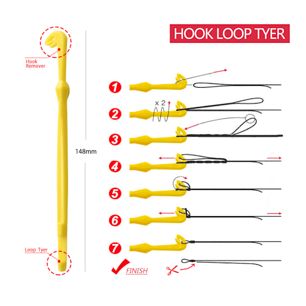 Manuell fiskekrok Tier Line Tying Tool med Sub line Single Hook Fast Knot Tyer Tools