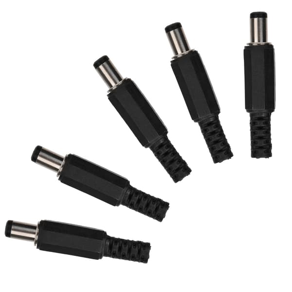 5 stk. 2,1 mm x 5,5 mm hann DC strømplugg Jack koaksial kontaktadapter