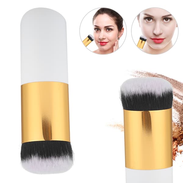 Rundhovedet Foundation Pudderbørste BB Cream Kosmetikbørste Makeuptool (Hvid Guld)