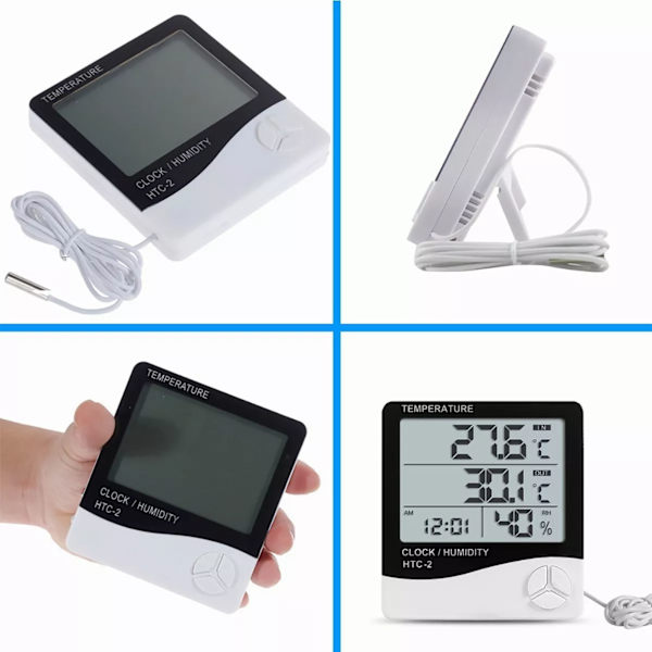Temperatur Fuktighetsmonitor 4 Vindu Display Høydefinisjon Sensitive Digital Termometer Hygrometer