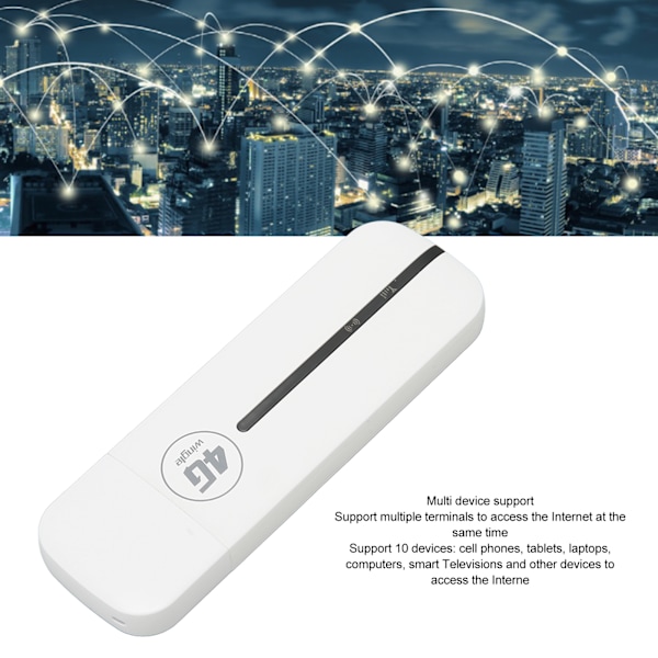 4G USB WiFi Modem Plug and Play High Speed ​​Mini Pocket USB WiFi Router til bil udendørs brug Hvid