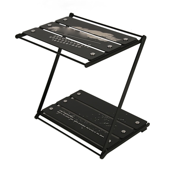 Hopfällbart bordsställ svart förvaringsställ aluminiumlegering Z-form flervägs 2-nivåers lägertillbehör för picknick utomhus