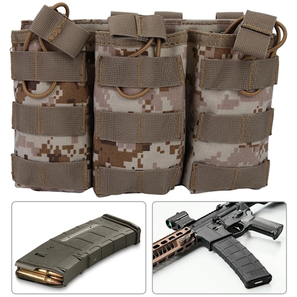Triple Open Top Magazine Molle Pouch Militärväska för Väst Utomhustillbehör (AOR1)