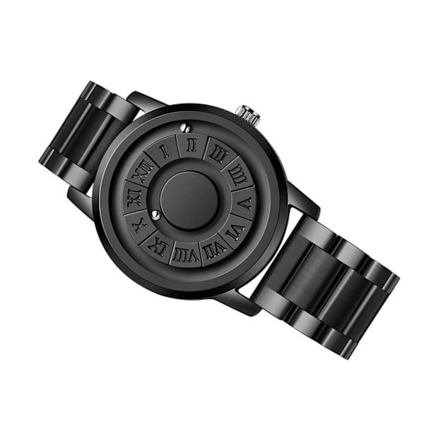 Watch Magnetic Ball Pointer Quartz Watch Mode Watch Mekanisk Watch for Home Business Svart stålband