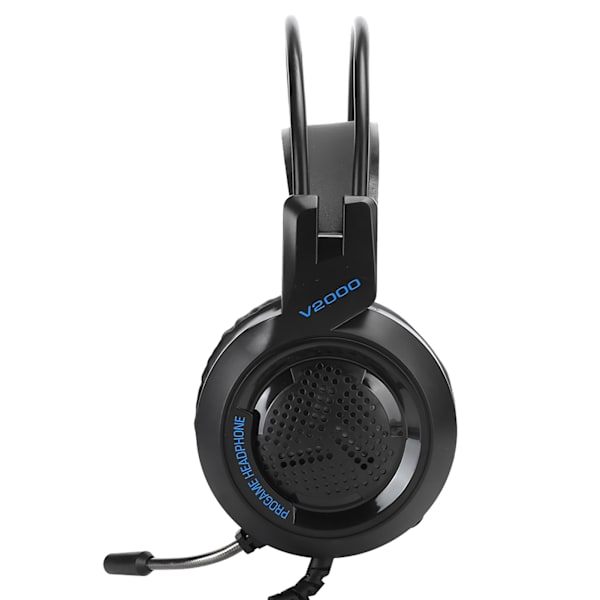 V2000 Gaming Headset Brusreducerande Mikrofon Hörlurar 3,5 mm Kontakt Hörlurar med LED-ljus för PC/Switch
