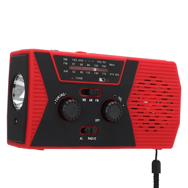 Vevradio med handvev, vattentät AM FM WB nödradio 2,7 till 4,2V väderlarm solcellsradio för utomhusnöd