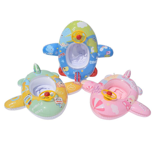 Baby Pool Float med sikkerhedssæde Rat Cartoon Flyvemaskine Formet oppustelig svømmering til børn Pool Svømning Træningshjælpemiddel Lille Dinosaur