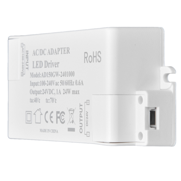 DC 24V 24W 1A LED Driver Konstant Spænding Brandhæmmende Effektiv DIY LED Strømforsyning AC 100‑240V