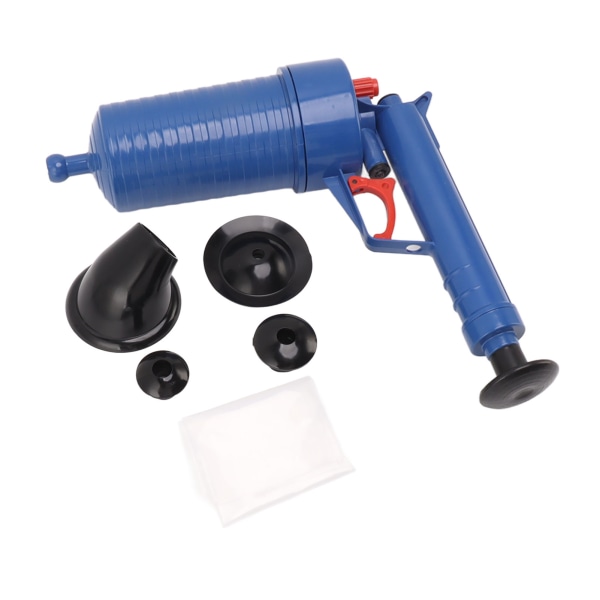Air Drain Blaster Multipurpose Drain Clog Remover Tool med 4 gummiplugger for gulvavløp vask kloakk badekar mørkeblå