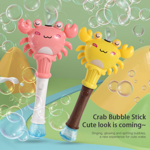 Bubbelpistol Cartoon Crab Musikalisk Bubbelblåsare med Ljus Handhållen Automatisk Bubbelmaskin Festgåvor Presenter till Barn Flickor Pojkar