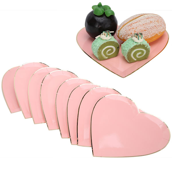 8 stk papirplater til morsdag, valentinsdag, bryllupsfest, festartikler, dekorasjon (rosa)