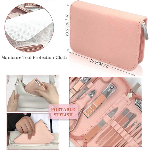 Manikyrset Nagelknipsare Kit För Kvinnor & Män 18 i 1 Professionell Rostfritt Stål Pedikyr Vård Verktyg Kit Nagel Klippare Set Sax Grooming Kit Med B