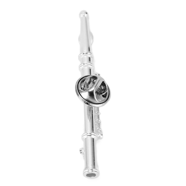 Miniatyr flöjt brosch hög simulering utsökt miniatyr flöjt modell musikalisk brosch för musikälskare silver