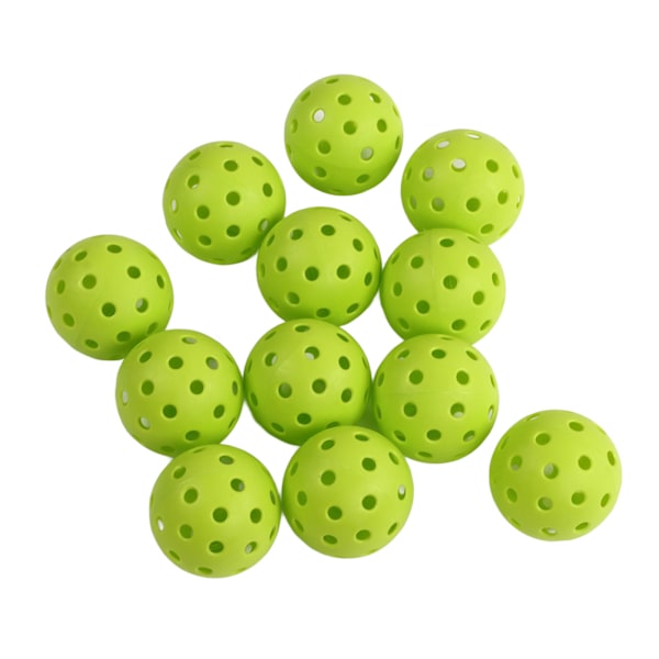 12 st 74 mm 40 hål Pickleballs PE-plast Hög elasticitet Pickleball Utomhus Hålbollar Gröna