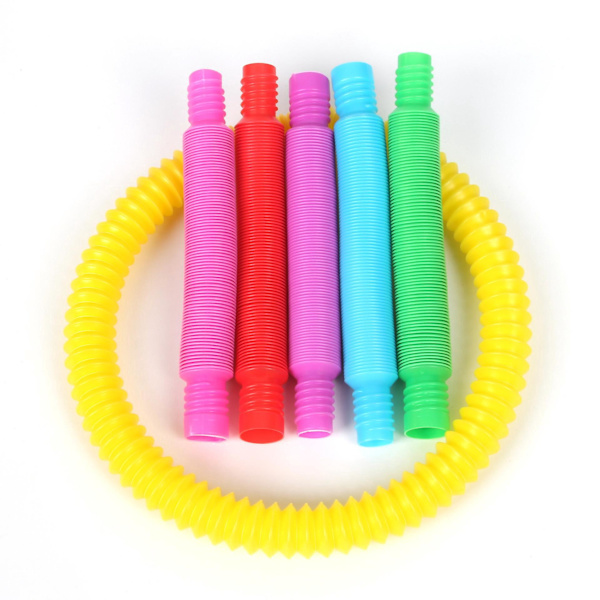 Pop Tube Fidget Toys Sett - 8 stk, Stress & Angstlindring, Sansestimulerende Læring for Barn, Voksne & Småbarn