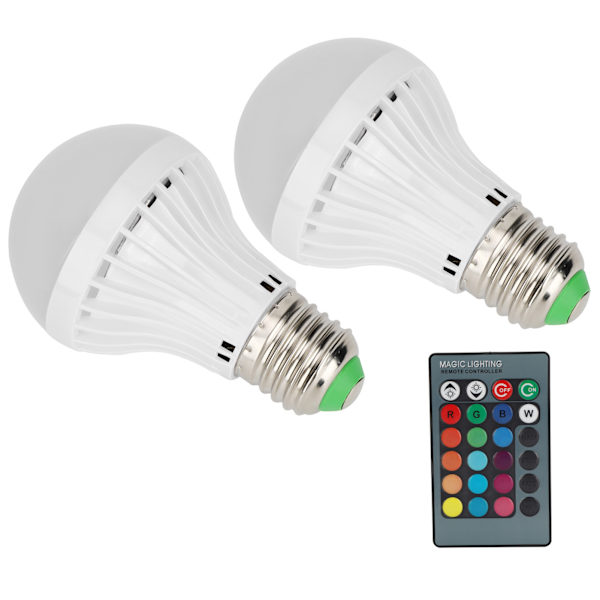 2 kpl E27 3W RGB-lamppu Väriä vaihtava lamppu Valo Kotivalaistus Kaukosäätimellä 85V-265V