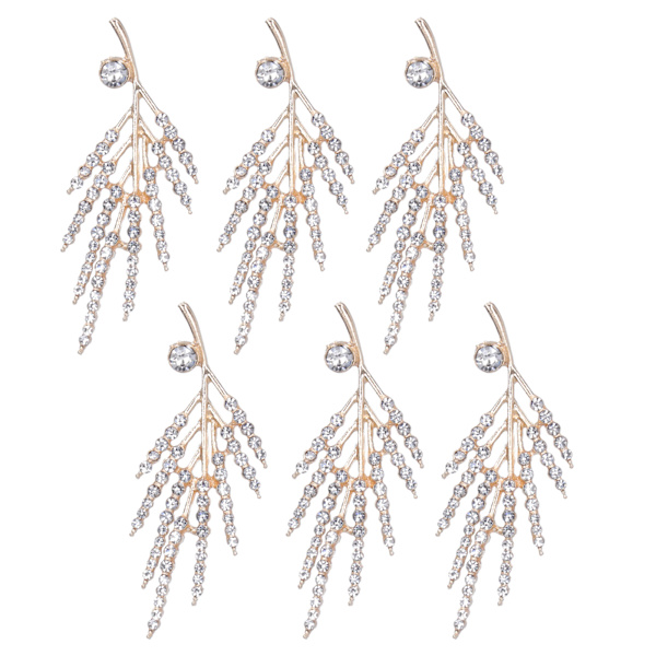 6 st blomformade broscher DIY strassbrosch nål för skor kläder smycken dekoration vit strass vetegren