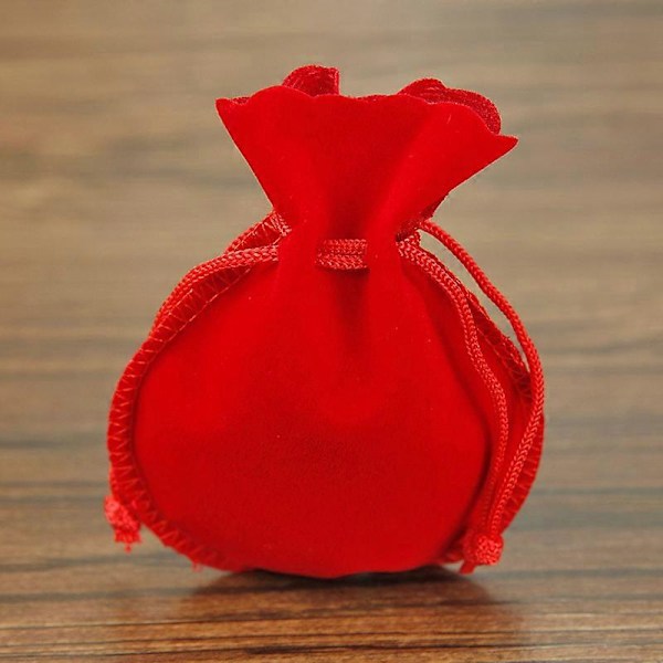 30 stk. 12x9cm Velvet Snørebåndsposer, Røde Græskar Gaveposer Slikposer Smykkeopbevaringsposer til Bryllupsgaver