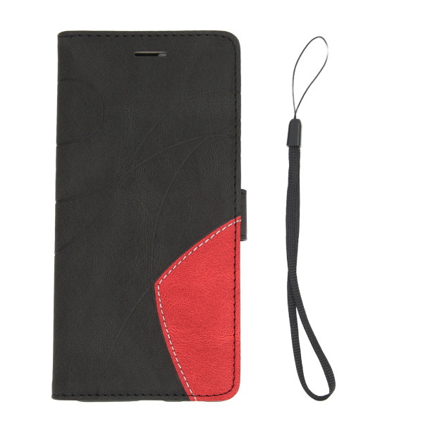 PU-nahkainen Flip Wallet phone case, cover väriä jaettu iskunkestävä puhelimen case Samsung S21 Ultra Black -puhelimelle