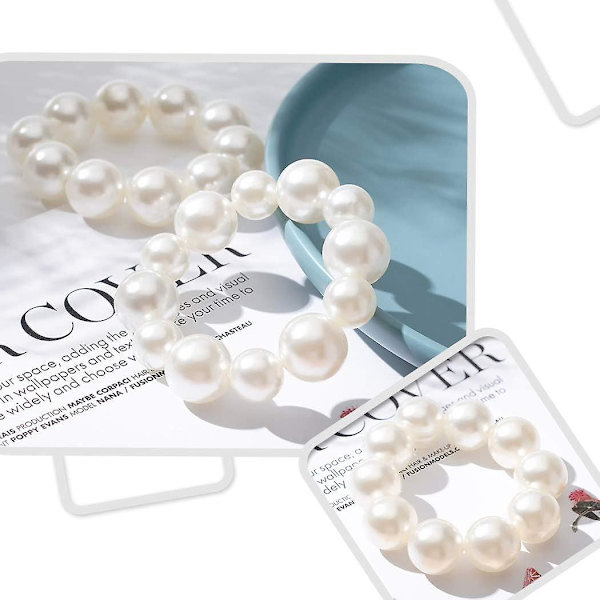 White Pearl Hair Scrunchies 2-pakkaus naisille ja tytöille - Joustavat poninhäntäpidikkeet ja hiussiteet