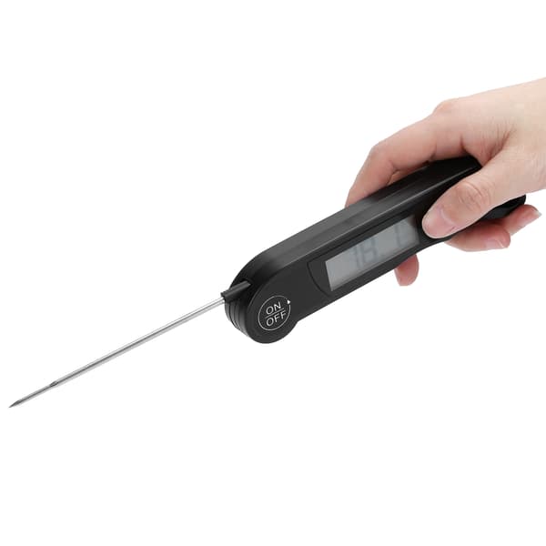 Sammenfoldeligt alarmtermometer Elektronisk grilltermometer Madtemperaturmåler Sort