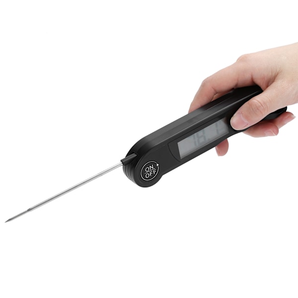 Vikbar larmtermometer Elektronisk grilltermometer Mattemperaturmätare Svart