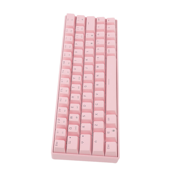 Rosa 64-tangenters mekaniskt tangentbord 5V DC-stöd Trådlöst 2.4G Bluetooth 3.0 5.0 Typ C Trådbundet spelande tangentbord för Windows Röd switch