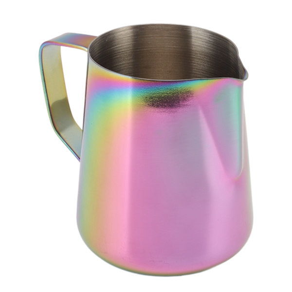Melkeskummer i rustfritt stål, melkekanne, melkeskummer for melketebutikk, kafé, 900 ml, syv farger