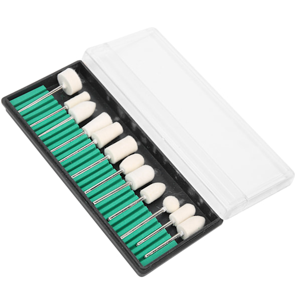 12 st Ullfilt Nagelslipning Polerhuvud Portabelt Nagelborrset Set