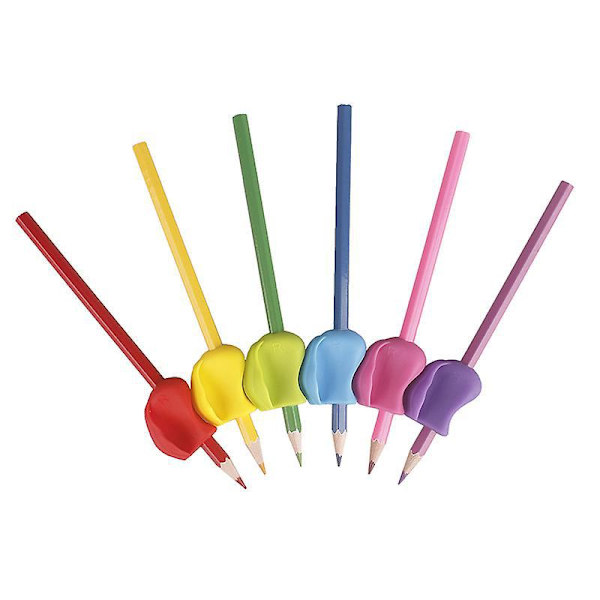 Penngrepp, Crossover Grip, Ergonomiskt Skrivverktyg, Höger- & Vänsterhänta, Färgglada Penngrepp, Blandade Klassiska Färger, 6-pack
