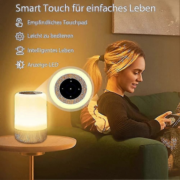 LED Sengelampe Touch Dæmpbar, Bordlampe Batteridrevet 8 Farver Og 3