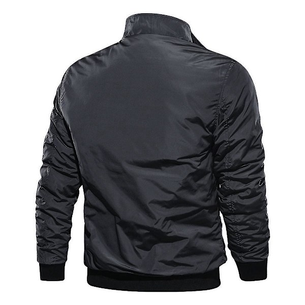 Solid Sort 2XL Mænds Tyk Varmt Casual Bomberjakke