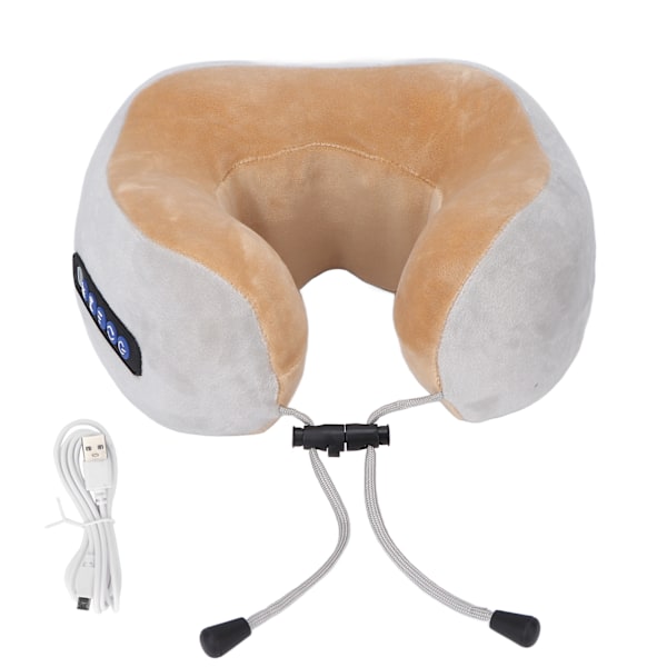 Genopladelig U-formet massagepude elektrisk nakke cervical massager memory foam bil nakkebeskytter grå