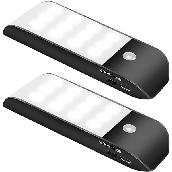 4-pack LED-rörelsesensorlampor för trappor, skåp och garderober - enkel installation, laddningsdriven nattlampa för automatisk belysning