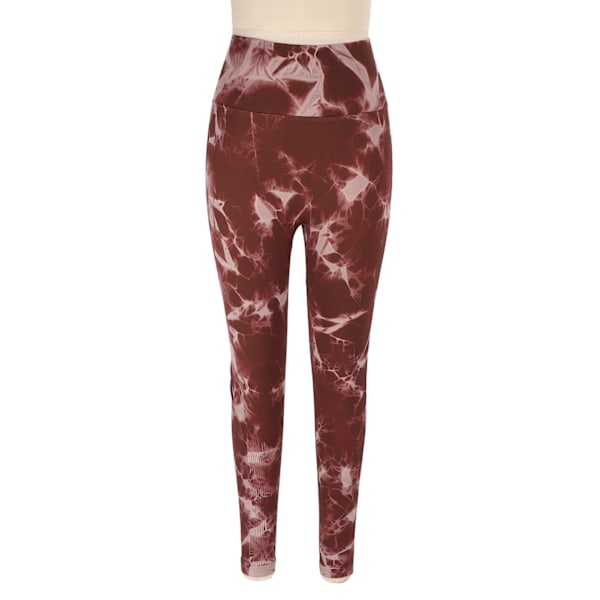 Kvinde Højtaljede Sømløse Trænings Leggings Tie Dye Åndbar Butt Lifting Gym Yoga Bukser Mørkebrun L