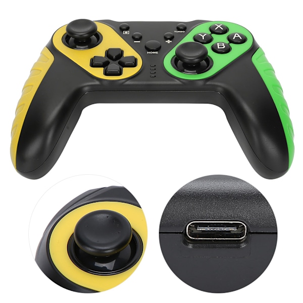 Bluetooth trådlös handkontroll fjärrkontroll joystick gamepad gyroskop för Nintend Switch ProYellow Green