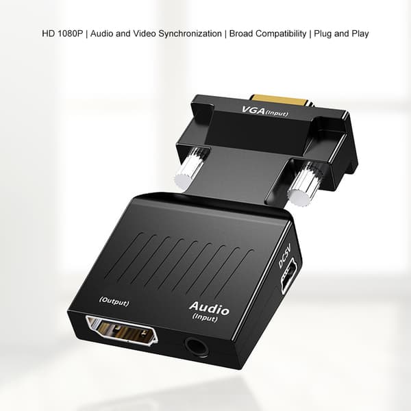 VGA til High Definition Multimedia Interface Konverter Audio Adapter med Lydkabel til PC Bærbar