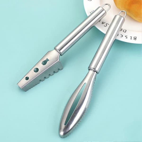 Stainless Steel Fish Scale Scraper with Splash Guard Ergonomic Handheld Descaling Tool for Kitchen