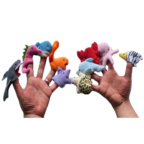 10 st/set Havsdjur Fingerdockor Barn Tecknad Plysch Pedagogiska Handfingerdockor Leksaker