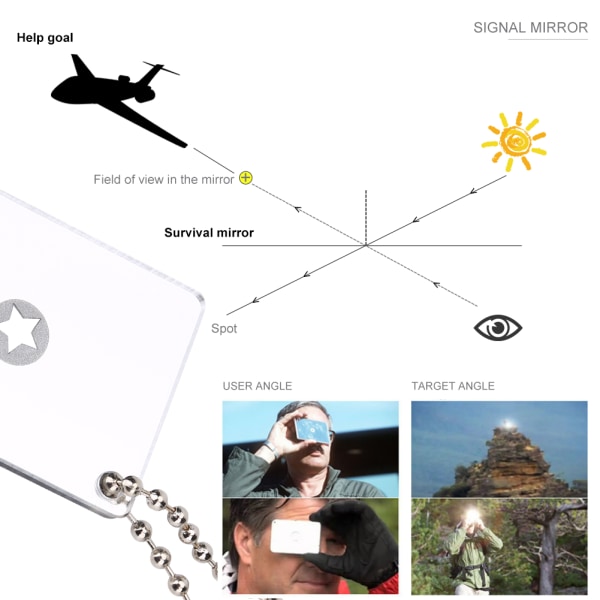 Utomhus multifunktionell Survival Emergency Rescue Reflexive Signal Star Flash Mirror Tool