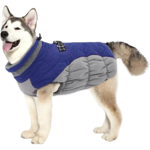 Vandtæt Varm Hundejakke til Små, Mellemstore og Store Hunde, Reflekterende Kæledyr Vintertøj Vindtæt Hvalpe Fleeceforet Vest med Sele, L