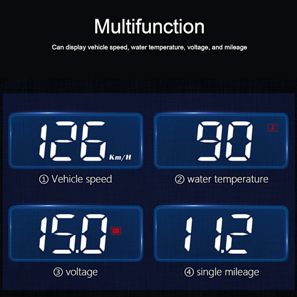 OBD2 HUD Head Up -näytön tuulilasiprojektorin multi hälytys väsymisajomuistutus