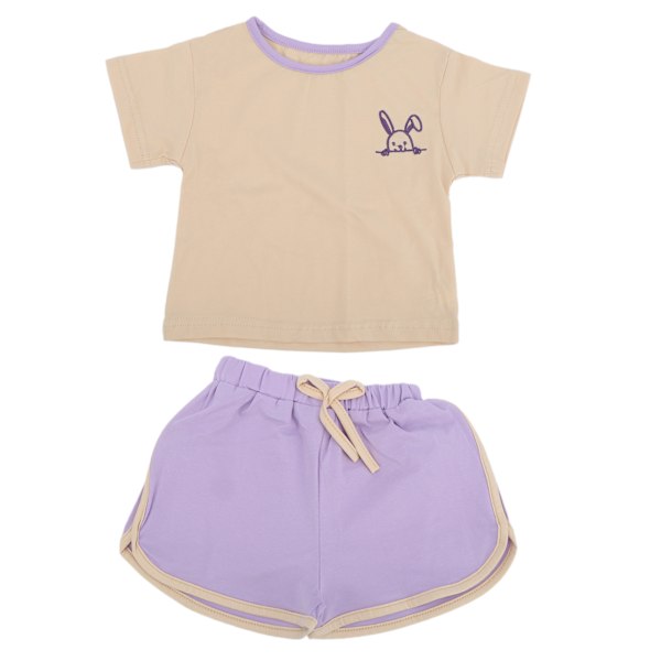 Baby Flickor Sommarkläder Kostym Flickor Outfits Bomull T‑Shirt Shorts Casual Kläder SetLila 66cm / 25.98in