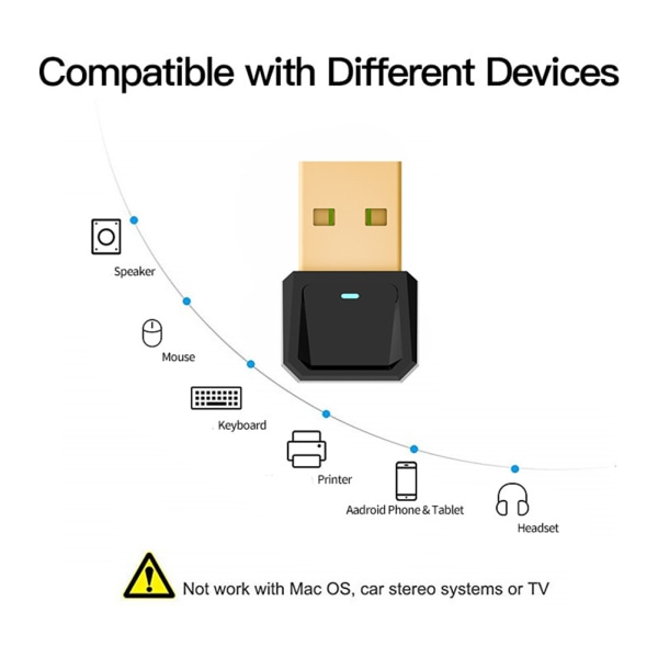 USB Bluetooth-mottaker og -sender Bluetooth 5.0-adapter for stasjonær notebook-mustastatur