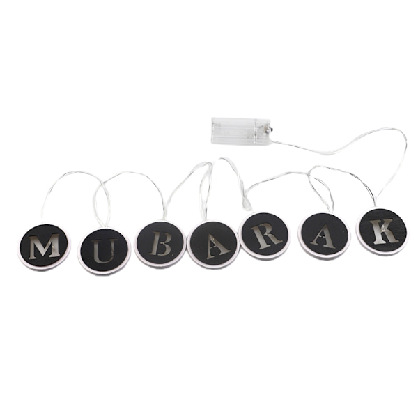 Ramadan LED String Light Dekoration Trä Hål Bokstäver Pendel för Ramadan Eid Mubarak Heminredning A A