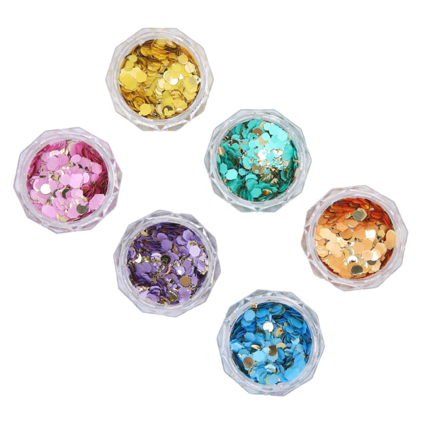 6 lådor Nail Glitters Set Blandade Flakes Glittrande Glänsande Nail Art dekoration för manikyransikte