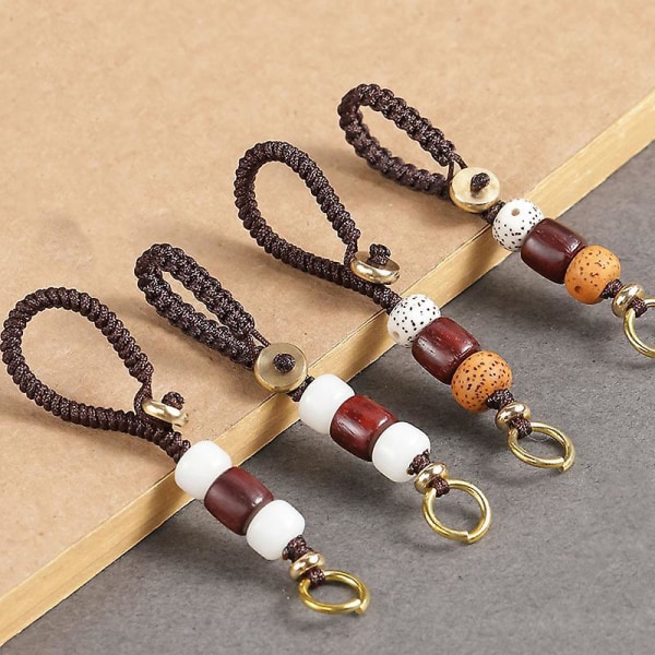 Pakke med 4 håndknyttede nøkkelring-tauløkker, halvferdig King Kong Knot-spenne
